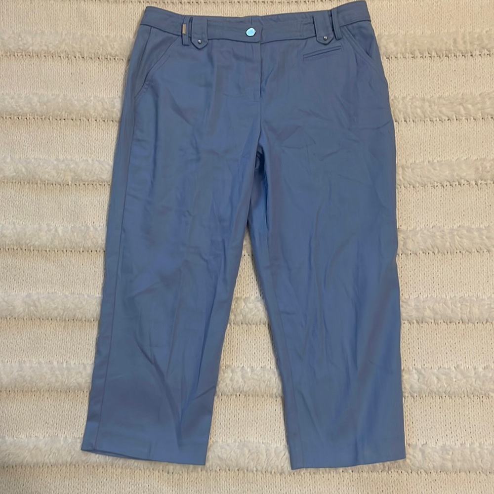 Larry Levine crop pants blue capri cotton size 10